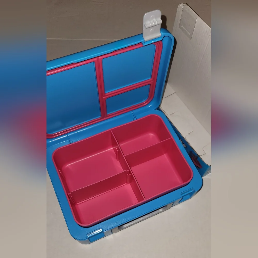 Mr Beast Feastables Blue Pink Lunchbox Snap Tight Removable Tray Bento Box Style